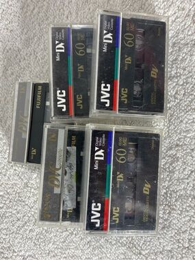5/$35 Vintage Mixed MiniDV Tapes 4x JVC 60 1x Fujifilm 60 Erasable Used Media